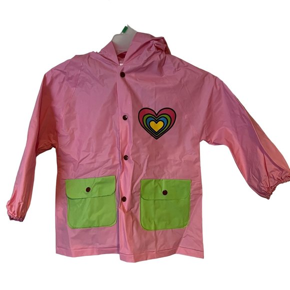 Raincoat Girls 2T Toddler Love Hearts Hood Snap Up Lilly Of New York NWOT - Picture 1 of 8
